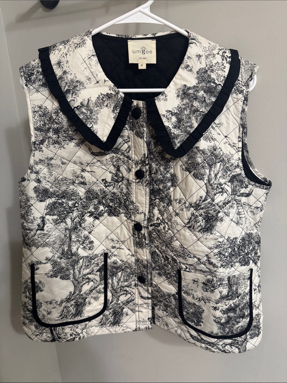 Umgee Black & White Quilted vest